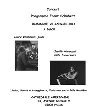 Franz Schubert avec flûte traversière et piano Cathdrale Amricaine Affiche